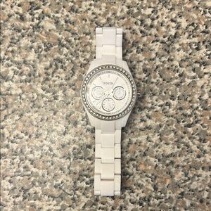 Fossil White Watch with Sparkling Details